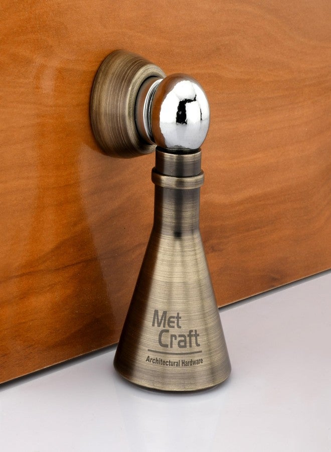 Met Craft Heavy Duty Zinc Alloy 4 inch Doll Door Magnetic Stopper Soft-Catch | Door Magnets to Hold Door | Door Magnet 360' Angle Hold with Screw Fitting .Pack of 1 (Antique Brass) - Image 1